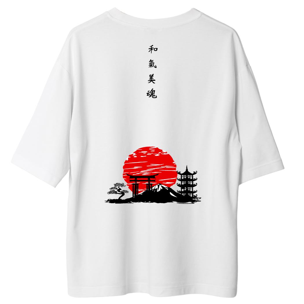T-Shirt Japanese Symbols Frontprint - Oversize Shirt