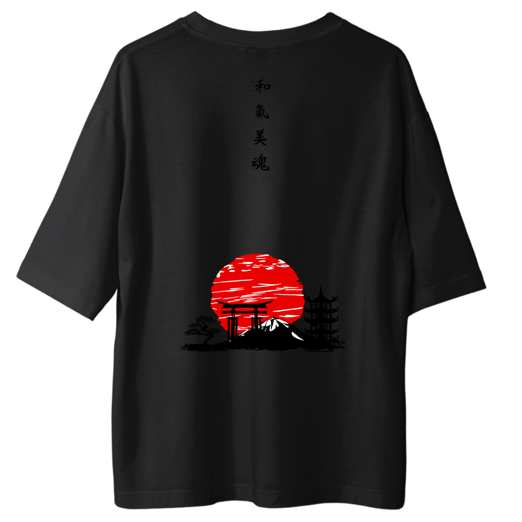 T-Shirt Japanese Symbols Frontprint - Oversize Shirt