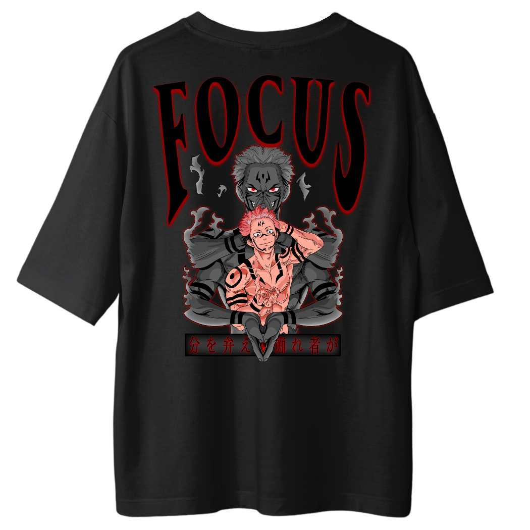Version 2 Sukuna Focus X Gym V2 Organic Oversize Shirt - Frontprint